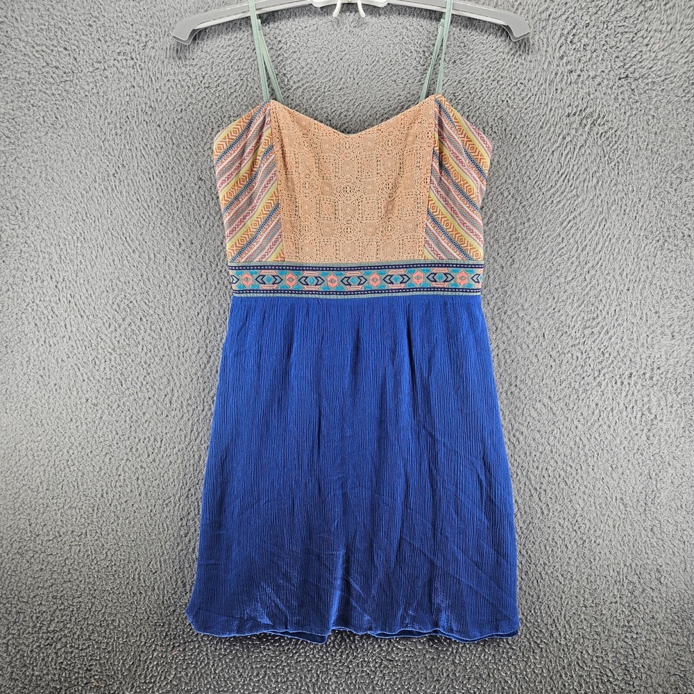 Flying Tomato Anthropologie Slip Dress Medium Adjustable Strap Lace‎ Aztec  - M
